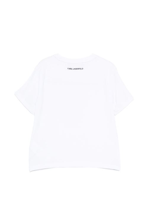 T-shirt bambina Karl Lagerfeld bianca con gatto e paillettes Karl Lagerfeld Kids | Z3115310P
